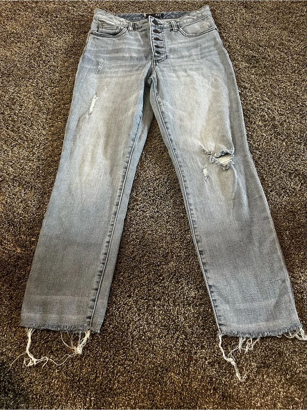 Kut from the Kloth Light Blue Straight Leg Distressed Jeans